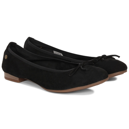 Maciejka Leather Classic Ballet Flats With Bow Black P6800-20/00-0