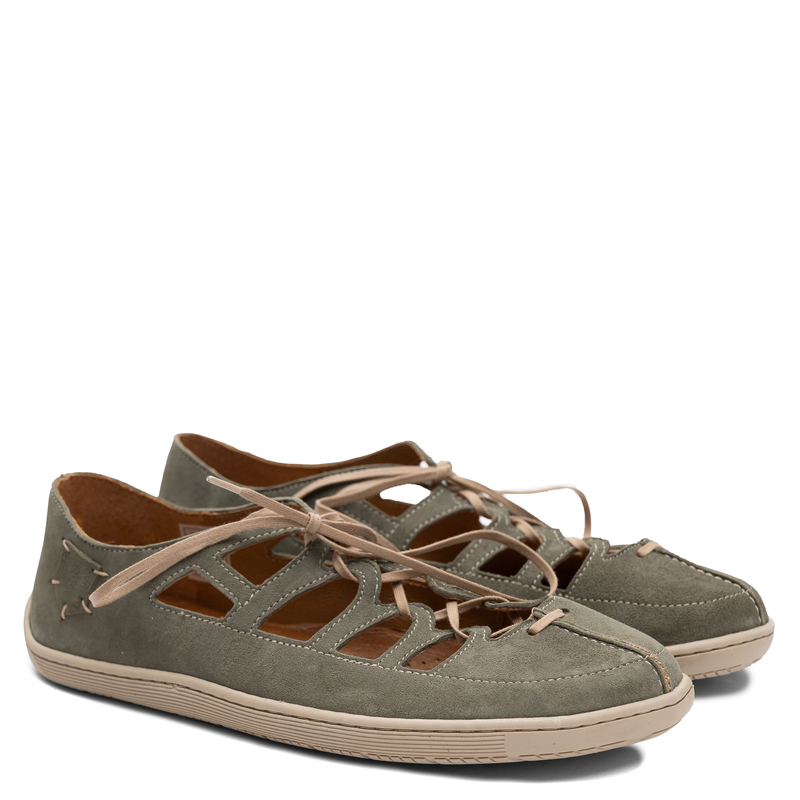 Maciejka Leather Openwork Lace-up Shoes Green 06835-24/00-1