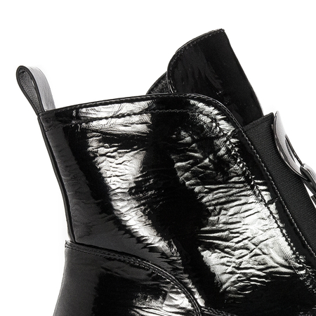 S.Barski Women's  Boots Black Lacquered