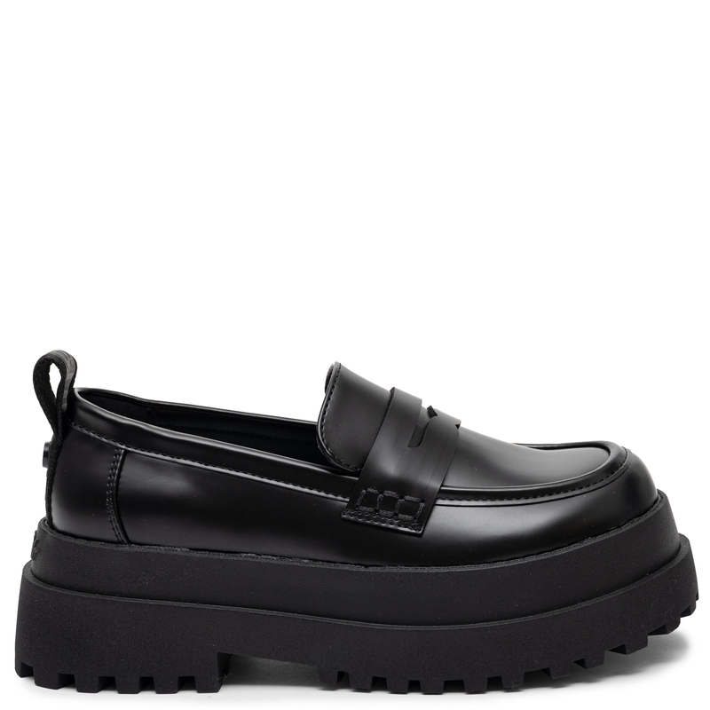 Buffalo Aspha Loafer Półbuty na Grubej Platformie Czarne 1624086-BLK