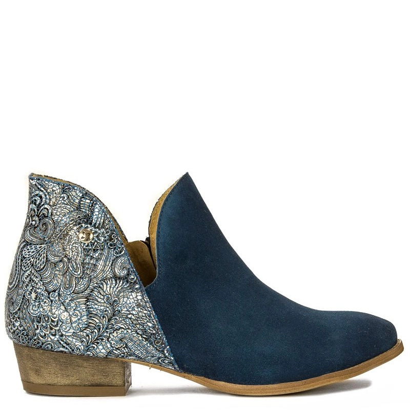 Maciejka Asymmetric Ankle Boots Low Heel Navy 04091-47/00-5