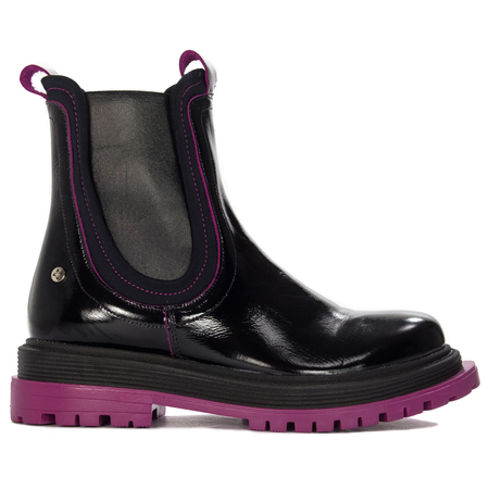 Maciejka Women's Black and Fuxia Details Leather Boots