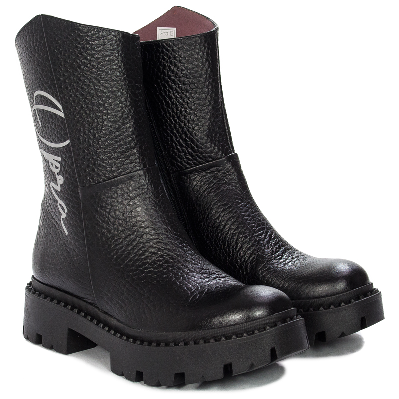 Opra Hana Black Botki Damskie Skórzane