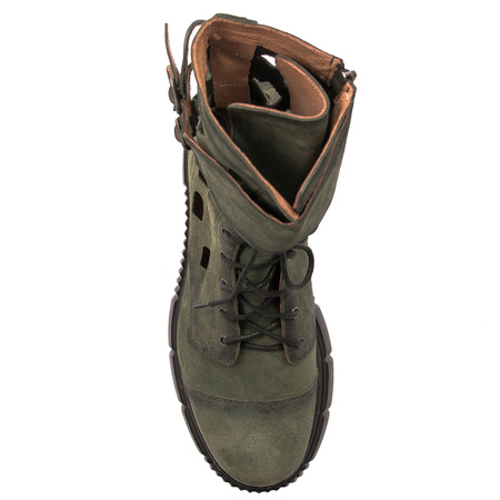 Maciejka Women's boots leather suede openwork green