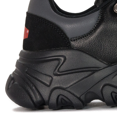 Cross Jeans Sneakersy damskie na platformie Black czarne
