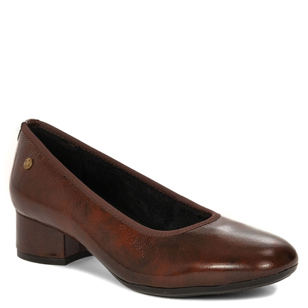 Maciejka Leather Comfortable Pumps Low Block Heel Bordeaux P7224-23/00-7