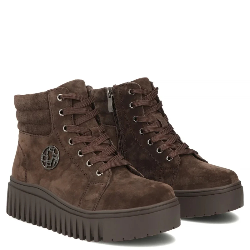 Filippo Suede Insulated Platform Ankle Boots Brown DBT8265-26-D-BR