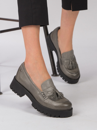 Maciejka Leather Platform Loafers Grey 5497S-35/00-5