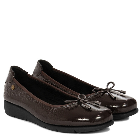 Maciejka Patent Slip-On Loafers Wedge Brown P6504-02/00-8
