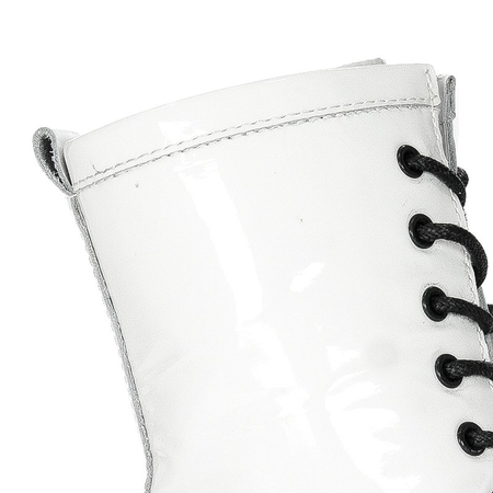 Botki Marco Tozzi 2-25286-27 190 White Pat.Comb skórzane lakierowane Białe