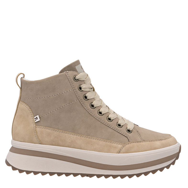 Rieker High-Top Platform Sneakers Side-Zip Beige W3871-60-BEIGE