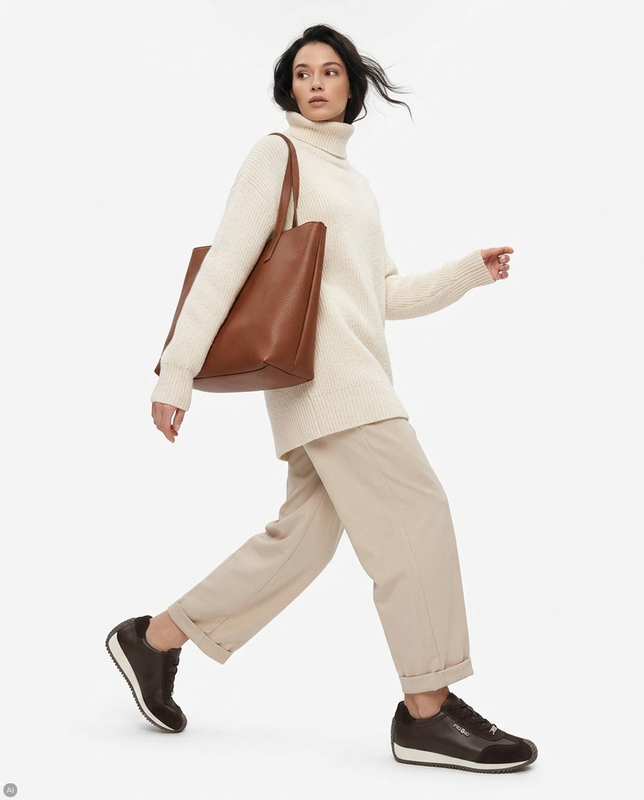 Filippo Leather Sneakers Suede Details Brown DP7979-26-D-BR