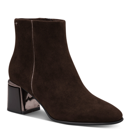 Tamaris Suede Block Heel Ankle Boots Brown 1-25396-47-304