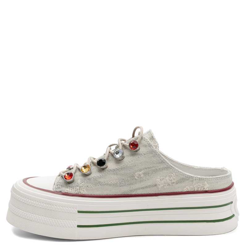 GOE TT2N4076 Women's Slip-On Platform Sneakers With Crystals Grey TT2N4076