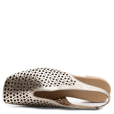 Boccato Natural Leather Openwork Slingback Shoes Metallic Gold 020-1223-040T