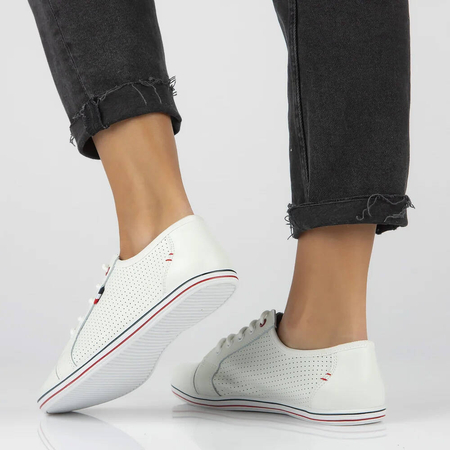 Filippo White Flat Shoes