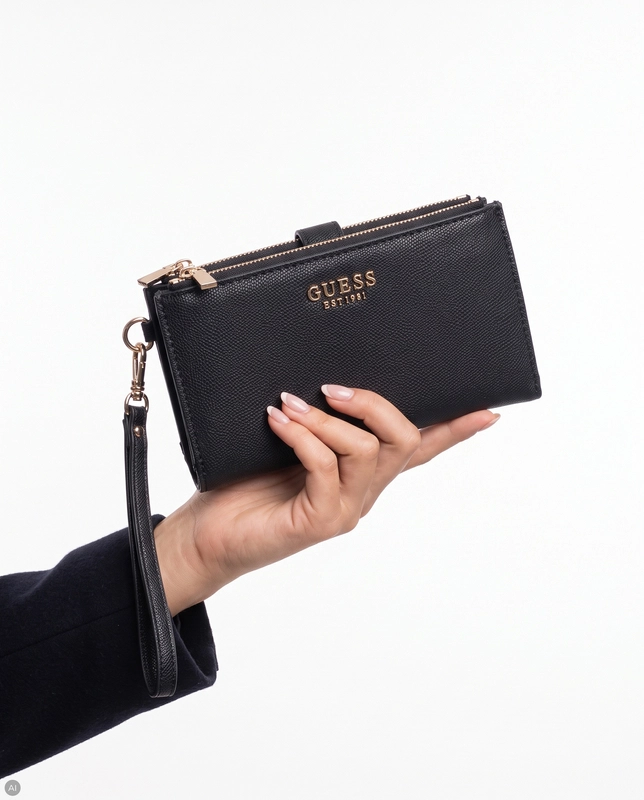 GUESS Amorette Women's Large Zip Around Wallet With Wristlet Black SWBG7898157-BLACK