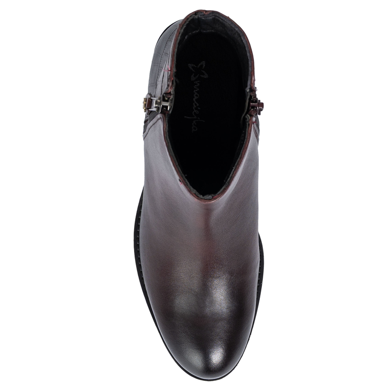 Maciejka Leather Ankle Boots Block Heel Bordeaux H7170-23/00-7