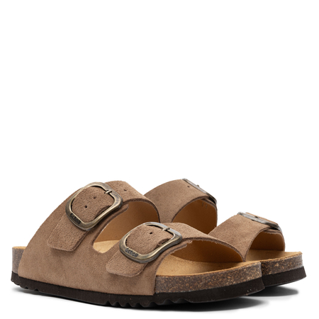 Scholl Anatomical Women’s Slides Double Buckle Brown F00734-1062