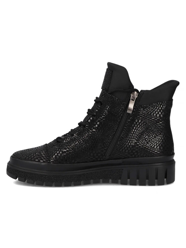Filippo Leather Insulated Women’s Ankle Boots With Zip And Laces Black DBT7302-25-BK