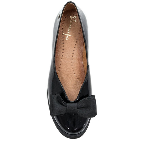 Maciejka peather patent platform slip-on loafers with bow black 05062-01/00-5