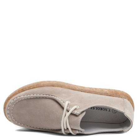 Sokolski Women's Leather Lace-Up Shoes Beige GR-W26-335-BEIGEZ