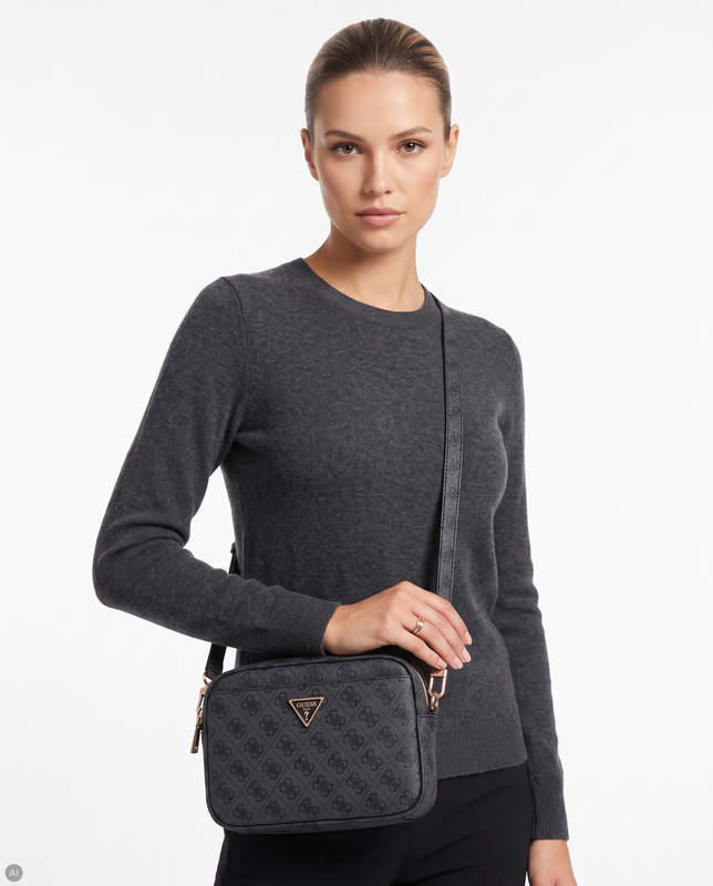 Guess Meridian Torebka Listonoszka Monogram Czarna HWSG6974140-BLACK