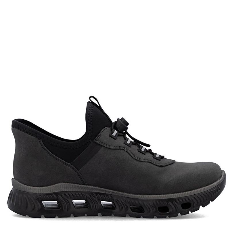 Rieker Wygodne Półbuty Damskie Na Płaskiej Podeszwie Czarny M6065-45-BLACK