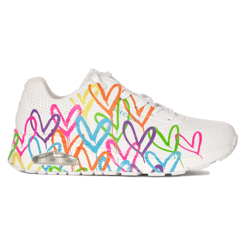 Skechers Sneakersy Damskie 177981WMLT Białe Kolorowe