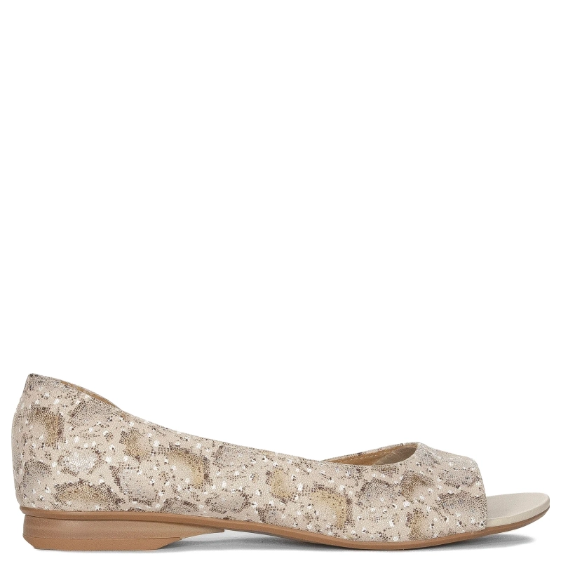 Maciejka Beige and Gold Snake Flat Shoes