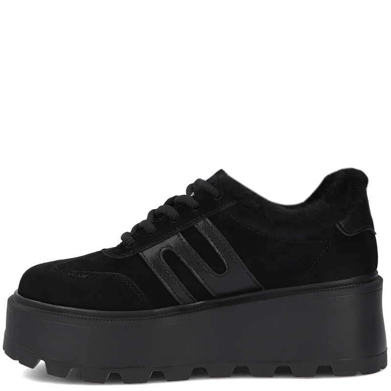 Filippo Skórzane Sneakersy Ocieplane Na Platformie Czarne DP7110-26-BK