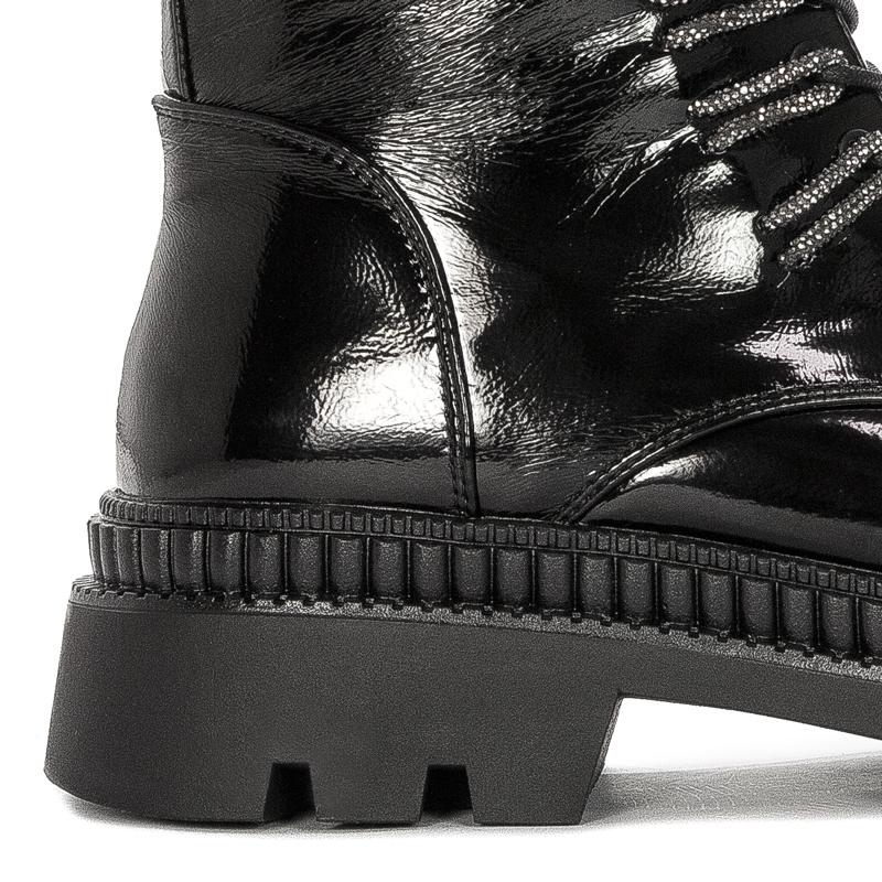 S.Barski Women's Ankle Boots Black Lacquered