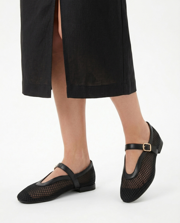 Maciejka Leather Mary Jane Strap Ballerinas Classic Flats Black 06939-01/00-0