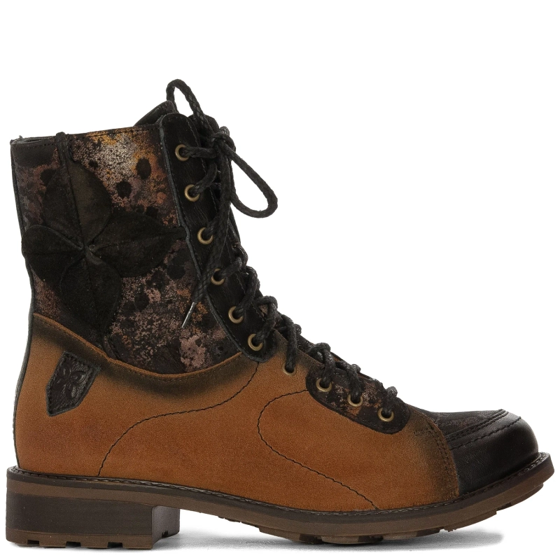 Maciejka Suede Lace-Up Ankle Boots Side-Zip Rust Black 07004-29/00-8