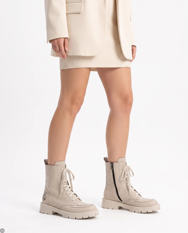 Botki Venezia Beige skórzane Beżowe