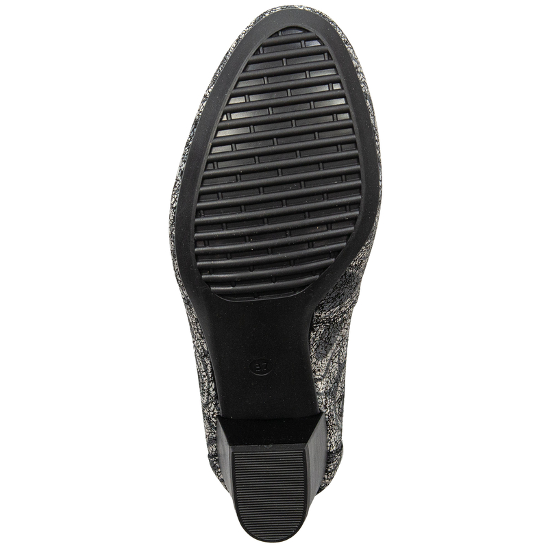Maciejka Leather Patterned Block Heel Pumps Black 04802-44/00-1