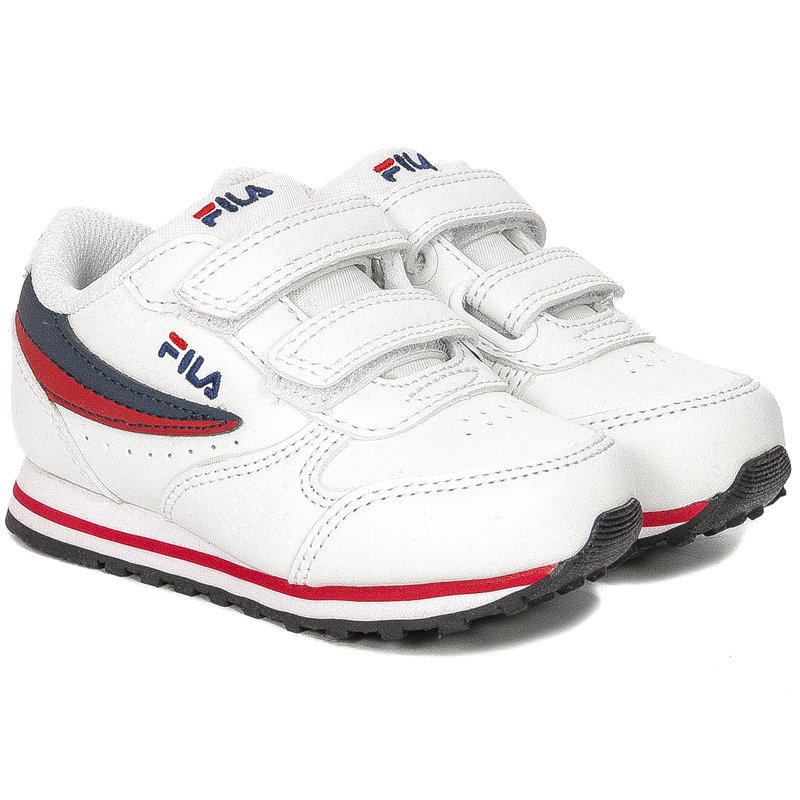 Fila Orbit Velcro Infants 1011080.98F White Dress Blue Sneakers 