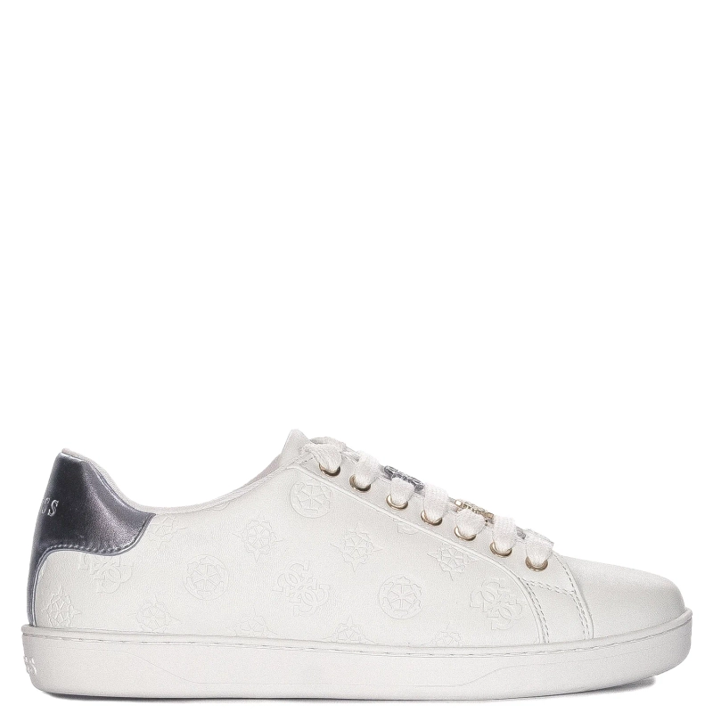 Guess Sneakersy damskie skórzane sznurowane białe