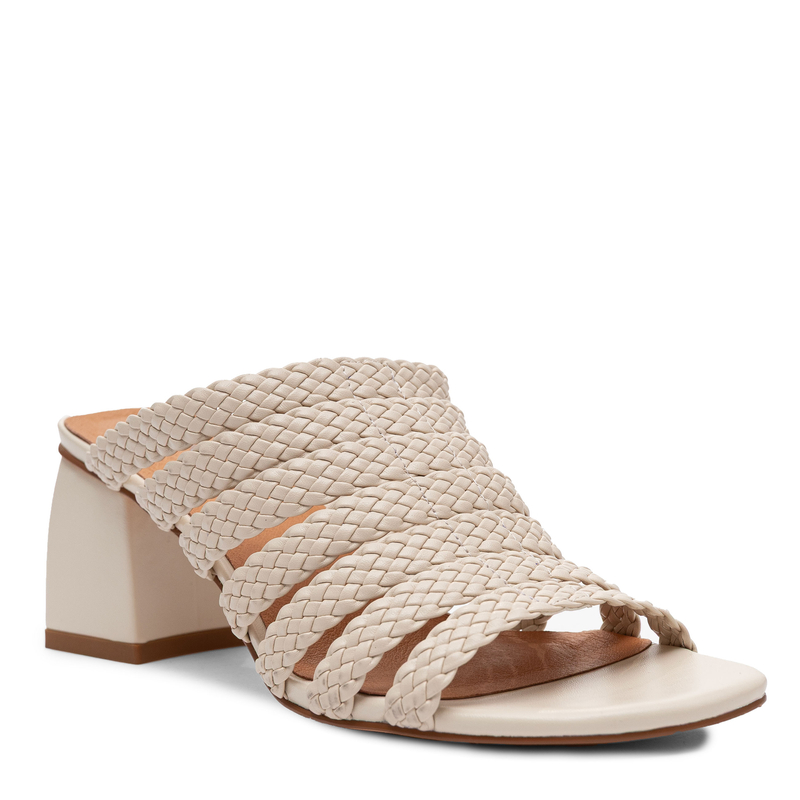 Maciejka Leather Braided Mules Block Heel Beige K7526-04/00-1