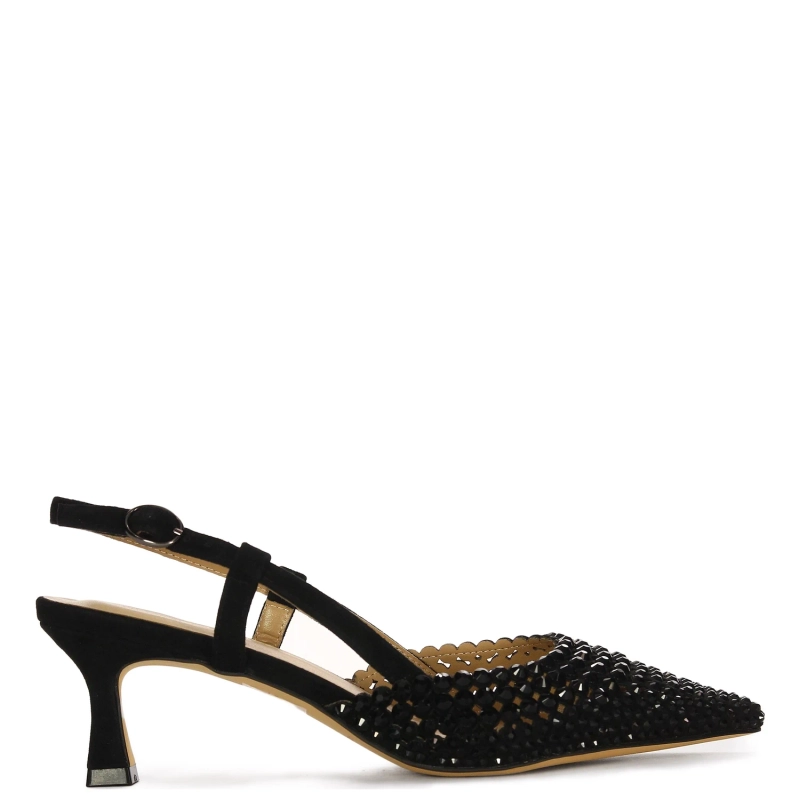 Alma En Pena wieczorowe sandały slingback szpiczaste na szpilce V250662-SUEDE-BLA