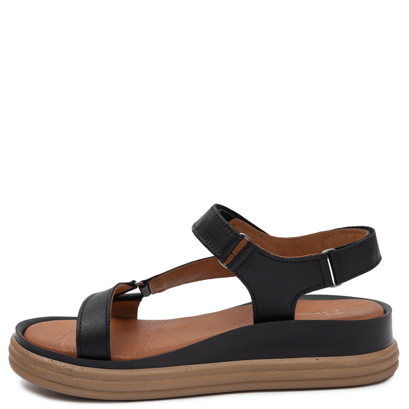 Maciejka Comfortable Leather Wedge Sandals Black L7634-01/00-1