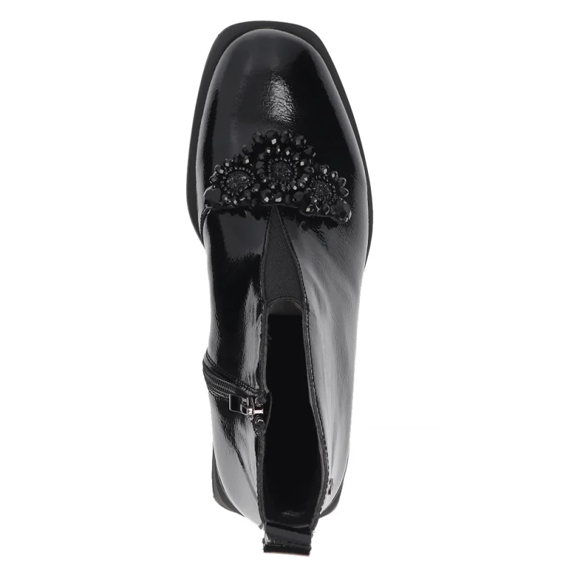 Filippo Elegant Patent Leather Ankle Boots With Jewel Ornament Black DBT7990-26-BK-L