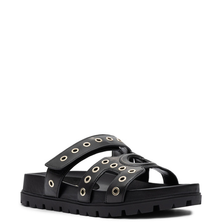 Guess Klapki Damskie Na Platformie z Oczkami Black FLPFAS-ELE03-BLK