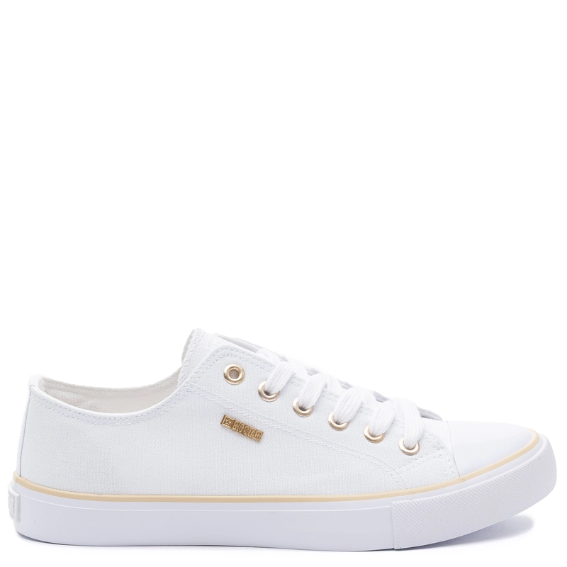 Big Star Białe Klasyczne Trampki Materiałowe Złote Detale TT274772-WHITE