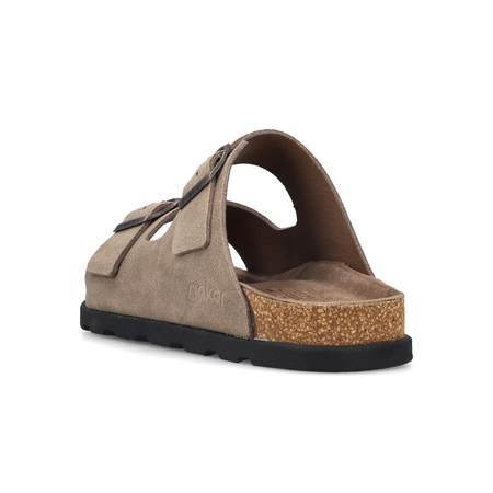 Rieker Suede Men's Double-Buckle Slides Beige 21190-27