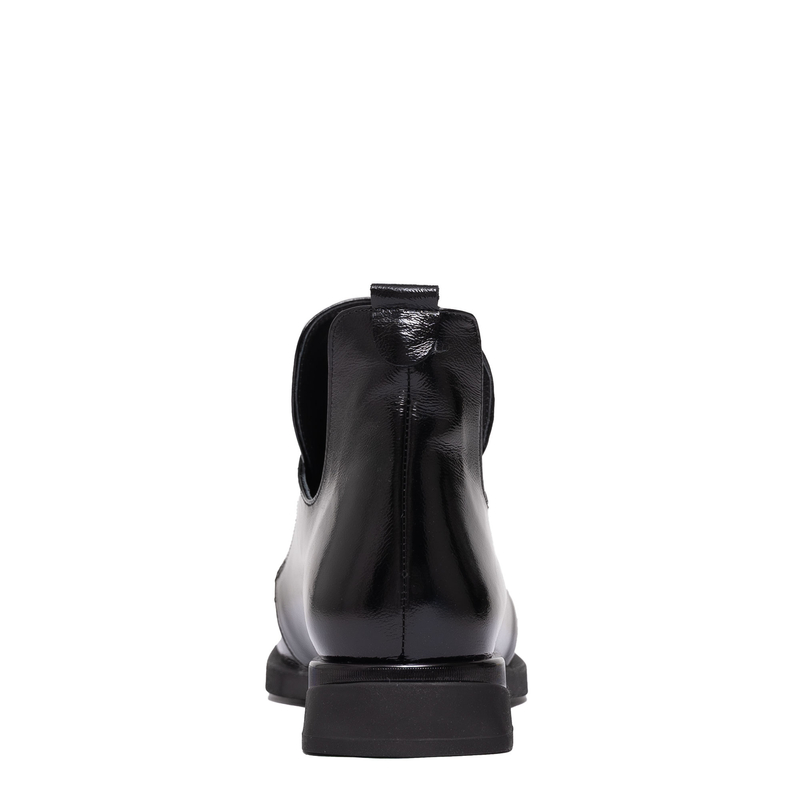 Boccato Botki Damskie Lakierowane Botki Wsuwane Czarne 049-1738SA-102T