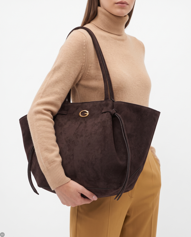 Guess Elegancka Zamszowa Torba Damska Pojemna Brązowa HWSG2237060-ESPRESSO