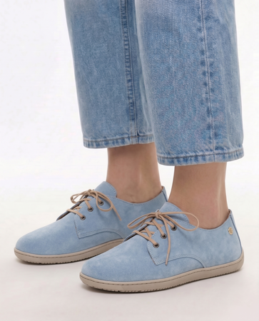 Maciejka Women's Suede Leather Lace-up Low Shoes Pastel Blue 06900-06/00-1