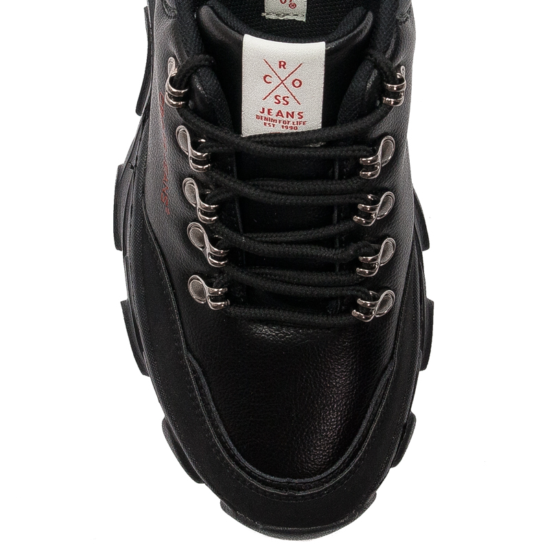 Cross Jeans Sneakersy damskie na platformie Black czarne