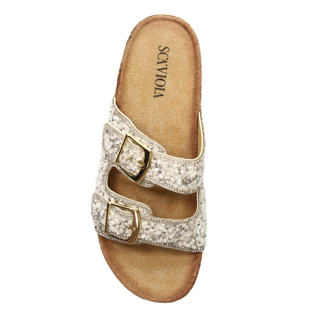 Sca'viola Women's Flip Flops With Crystals White